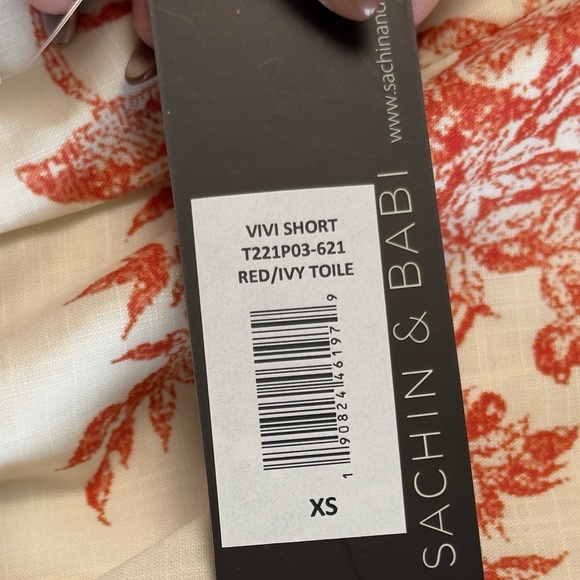 Sachin + Babi Vivi Red Toile Shorts XS, S, M Smocked High Waist 100% Cotton NWT - Picture 7 of 9